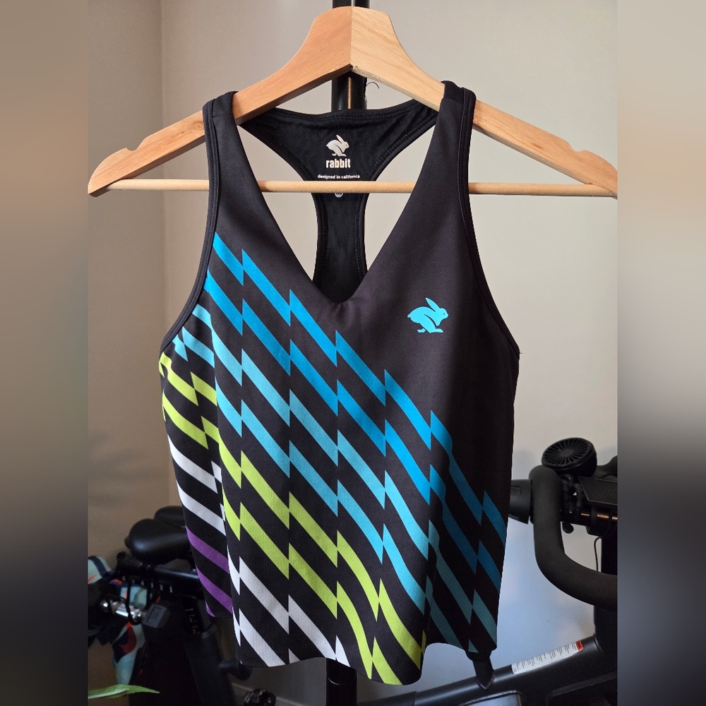 RABBIT Running Go Time Crop Top Multi Lightning Women's M